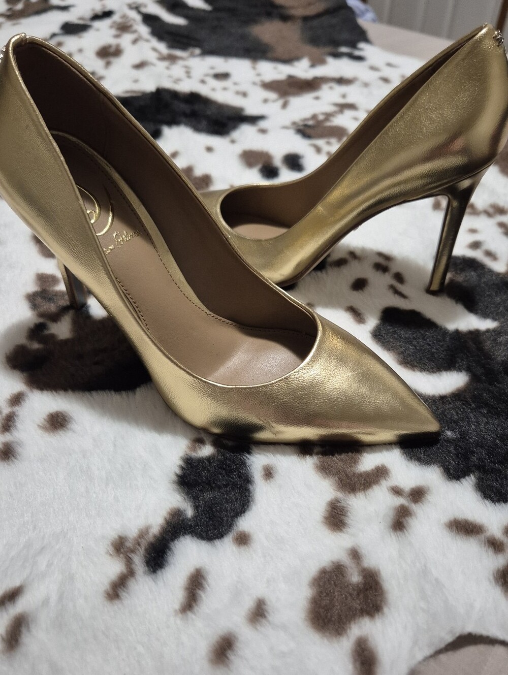 Sam Edelman Metallic Gold Pointed Toe Pumps ..Size:5.5 - Picture 3 of 14
